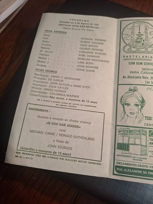 Programa cinema vintage imperio baralha alem das estrelas