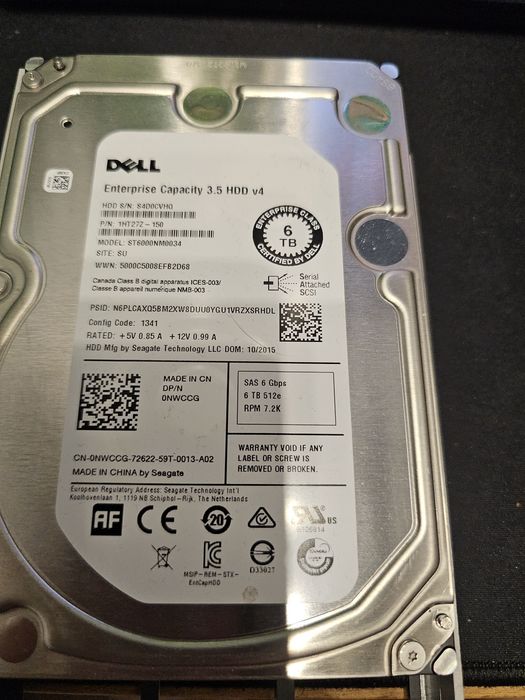 4 sztuki dysków 6tb 3.5" dell