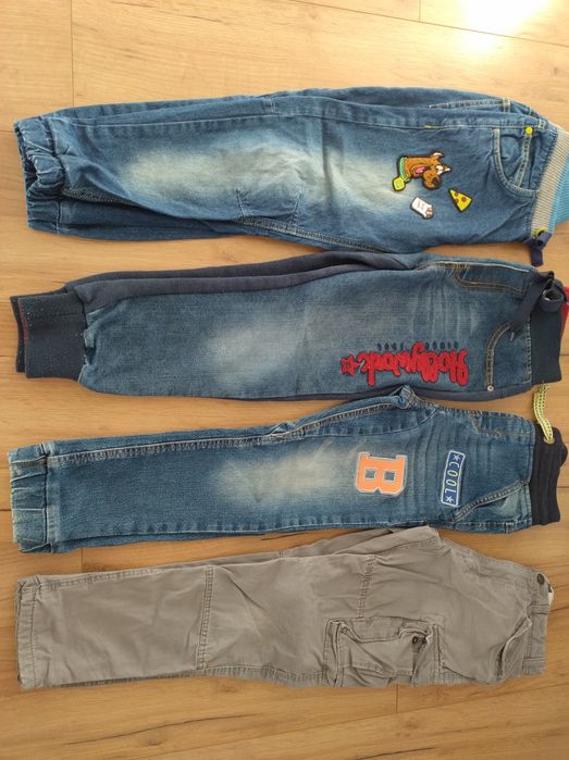 Zestaw 128 Spodnie joggery jeansowe szare bojówki H&m