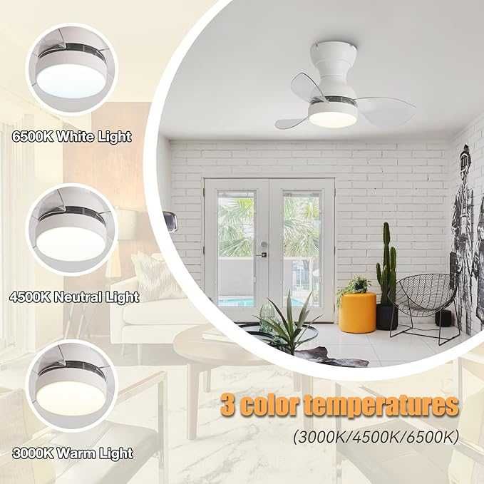 Mini wentylator sufitowy ze światłami i pilotem