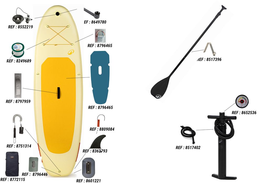 Conjunto de Stand up paddle insuflável 9'6, 1 pessoa (até 80kg)  -