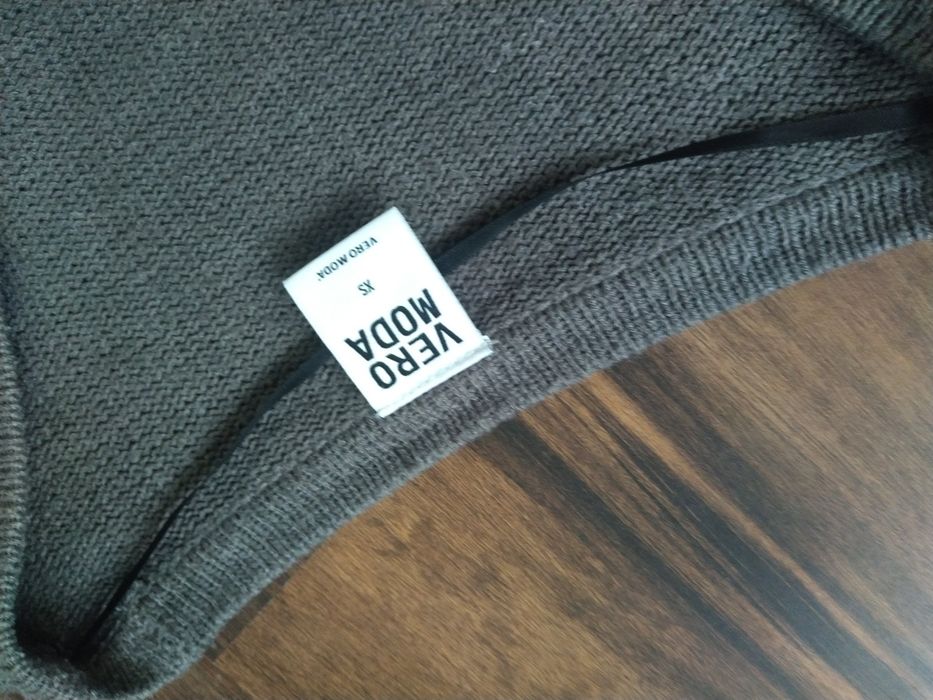 Vero moda szaro czarny sweter ciepła narzutka waterfall kardigan s 36