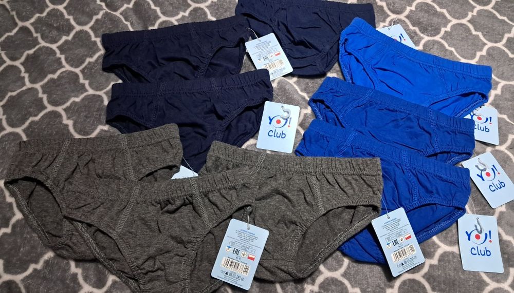 Zestaw 9x majtki slipki chłopięce Nowe granat grafit 110 116