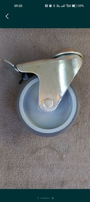 2 Kółka obrotowe transportowe bieżnikowane z hamulcem