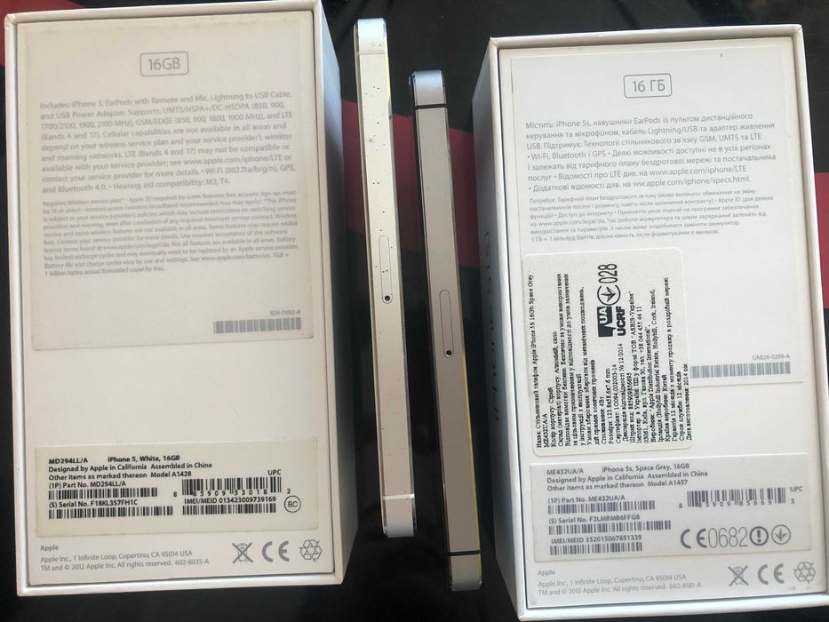 Apple iPhone 5 16GB White, 5s 16GB SpaceGrey