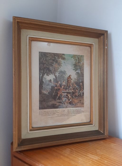 2 Quadros Vintage - Gravuras Francesas de Nicolas Lancret ("L'Air" e "L'Eau")