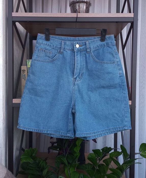 Джинсові шорти-бермуди shein