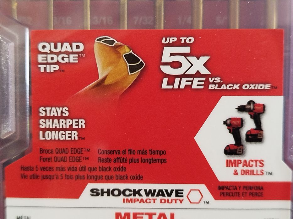 Milwaukee 48-89-4670 Shockwave titanium набір свердл 15шт оригінал США