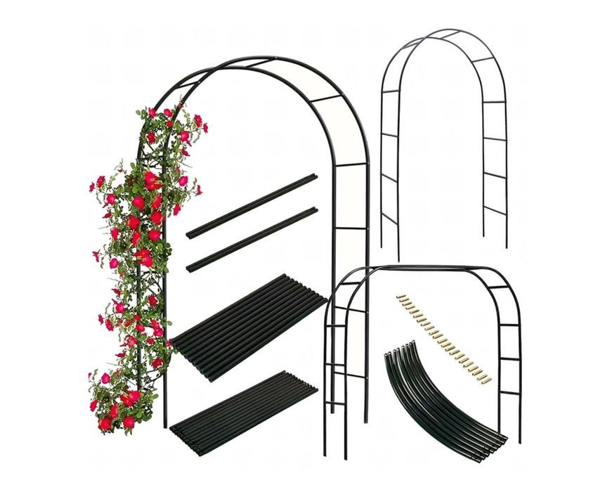 Pergola Ogrodowa Metalowa Łuk Na Kwiaty max. 2.2m x 2.4m Róże Pnącza