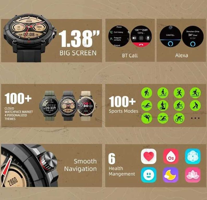 Смарт часы MASX Oasis X Cпортивные тактические часы GPS Smart IP68