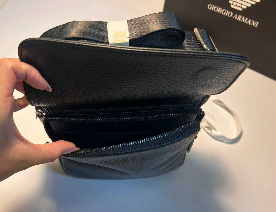 Emporio Armani męska torba torebka Listonoszka, skóra, Włochy 66418