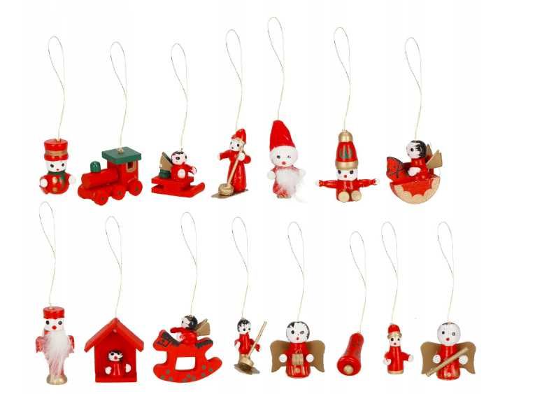 Drewniane zawieszki na choinkę – ozdoby świąteczne, bombki 30 szt.