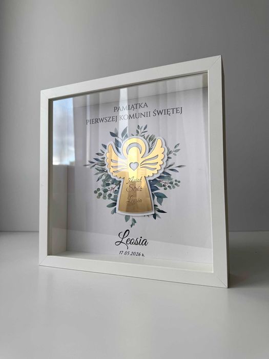 Ramka pamiątka Pierwszej Komunii Świętej prezent dla komunikant moda