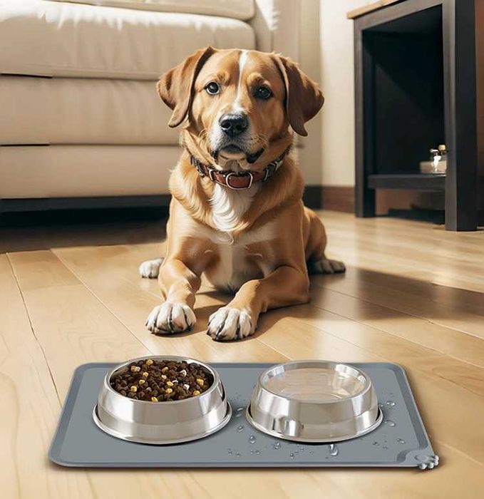 Wodoodporna mata pod miskę dla psa lub kota antypoślizgowa, silikonowa