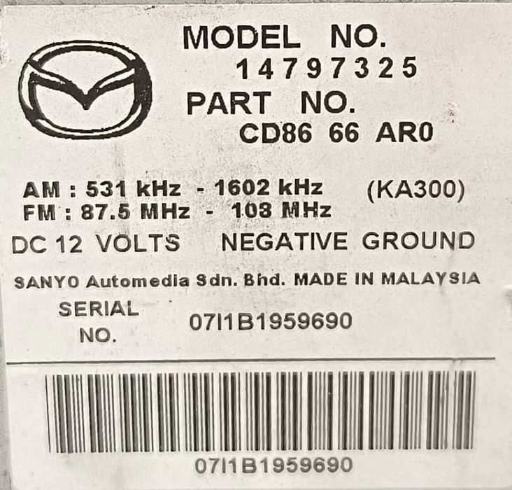 Rádio / Auto Rádio CD8666AR0 - MAZDA 5