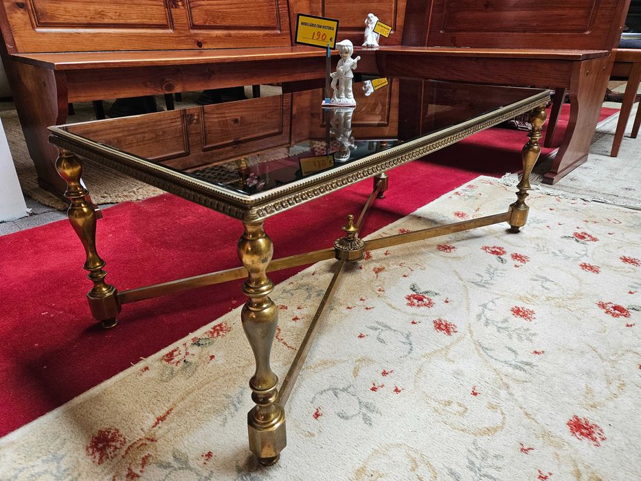 Mesa de centro em latão e vidro - óptimo estado geral