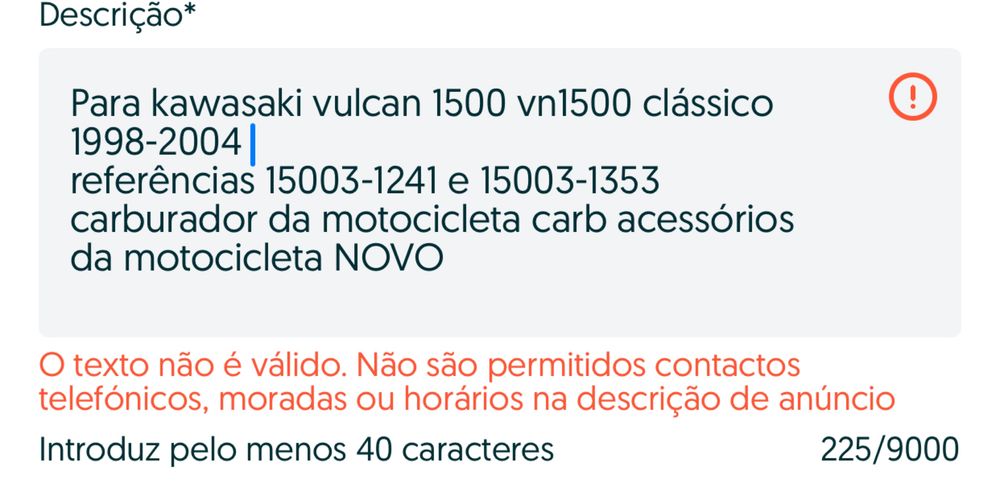 Carburador NOVO Mota para Kawasaki Vulcan 1500 e vn1500 de 1998-04