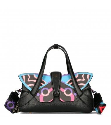 Torebka damska kuferek EGO czarna motyl