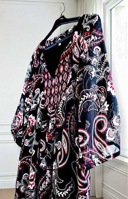 Papaya Luźna Wzorzysta Casualowa Sukienka Oversize