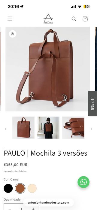 Mochila 3 versoes, couro/pele by Antonio handamade