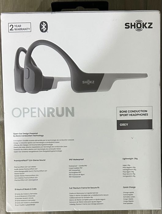 Auriculares desportivos Bluetooth Shokz OpenRun- novos,3 anos garantia