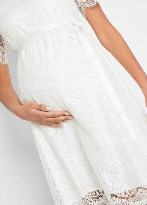 Sukienka ciążowa biała ślubna 52 6XL Bonprix