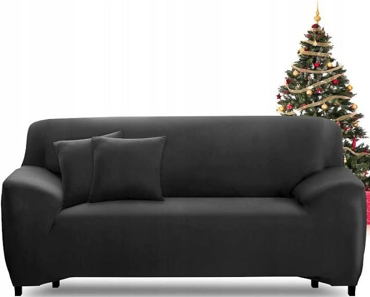 Pokrowiec na sofę 3-osobową190-230 cm FIGOOO czarny elastyczny