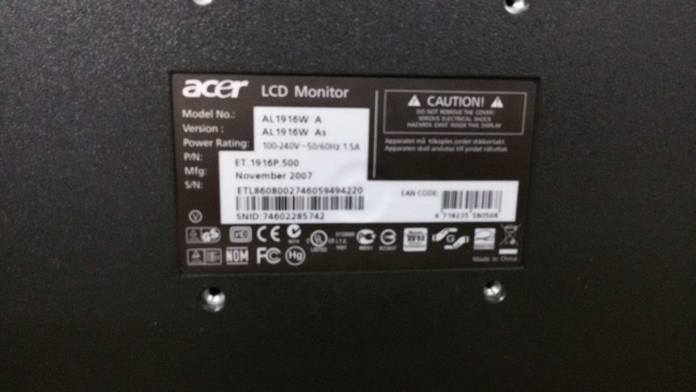 monitor tft lcd acer al1916w