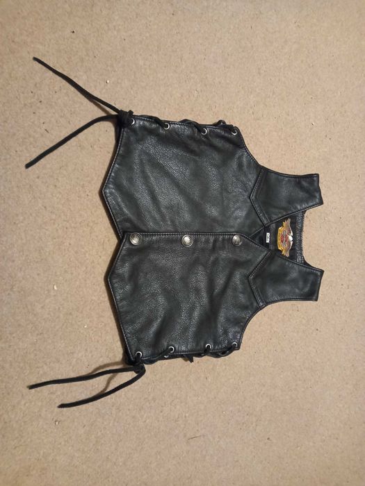 Colete em pele Harley Davidson original para criança