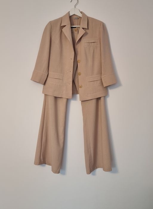 Garnitur komplet damski trzyczęściowy marynarka spodnie bluzka S/M