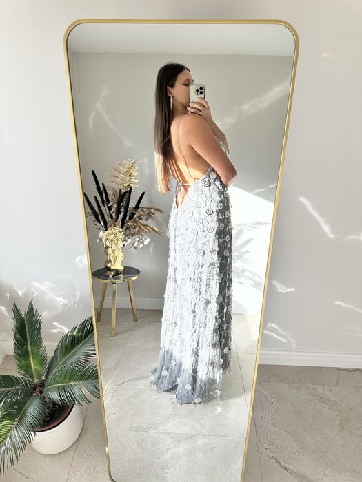 Sukienka cekinowa bogato zdobiona ASOS 46 wesele ślub Andrzejki