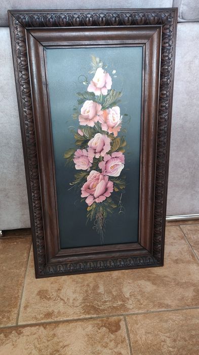 Pintura floral emoldurada
