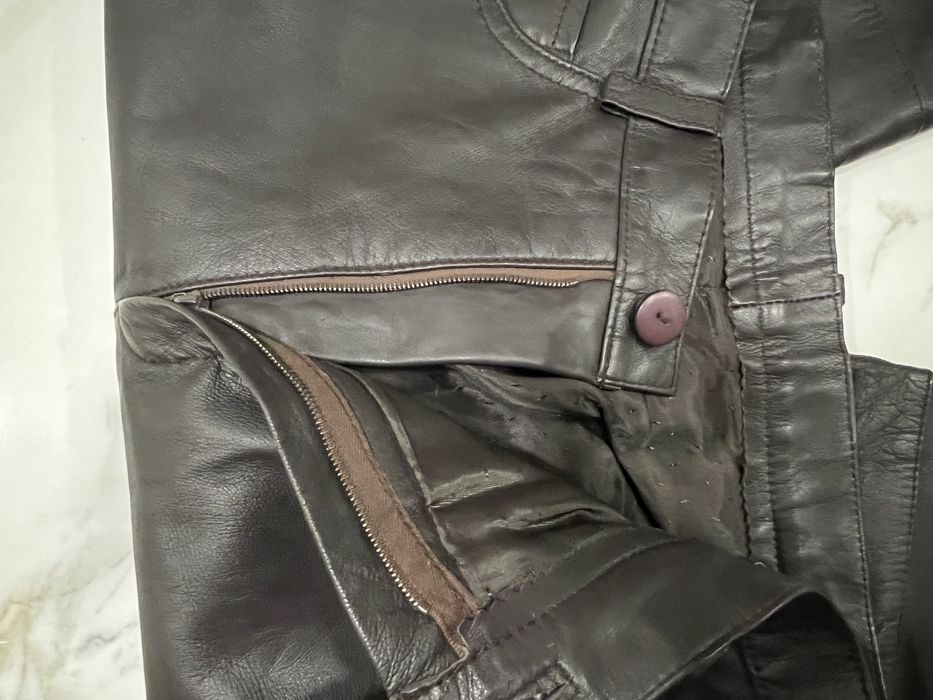 Шкіряні шоколадні брюки