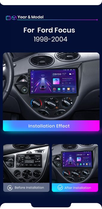 Rádio 9" android Ford Fiesta e Focus WIFI GPS NOVO