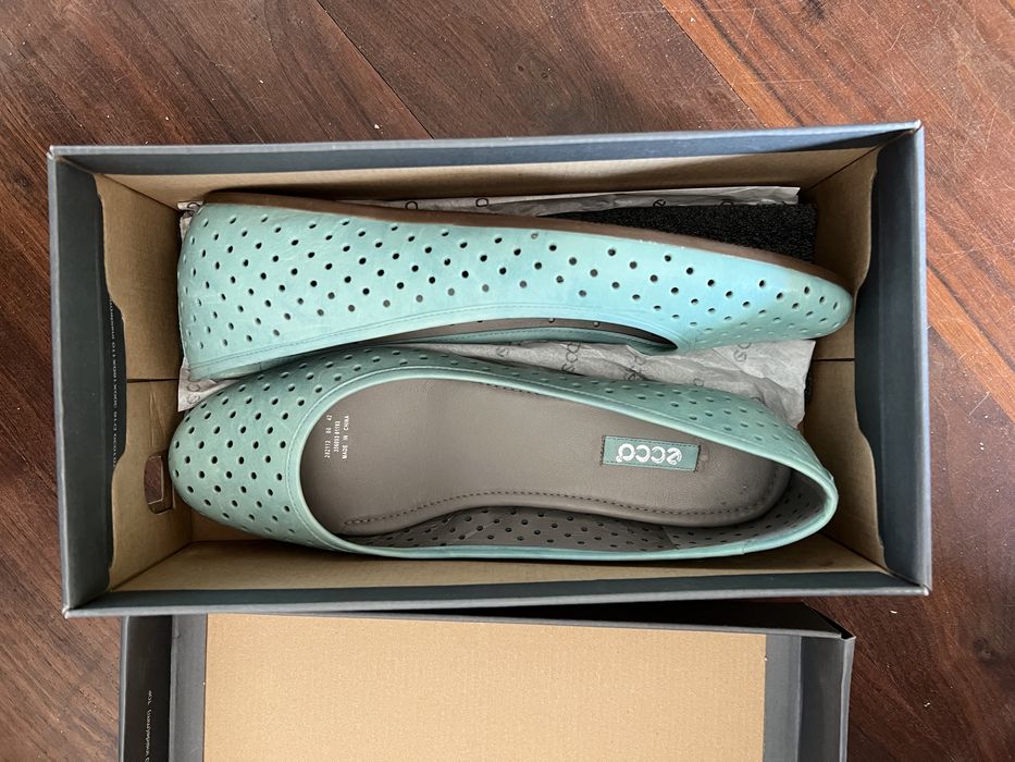 Piękne baleriny Ecco 42 turkus