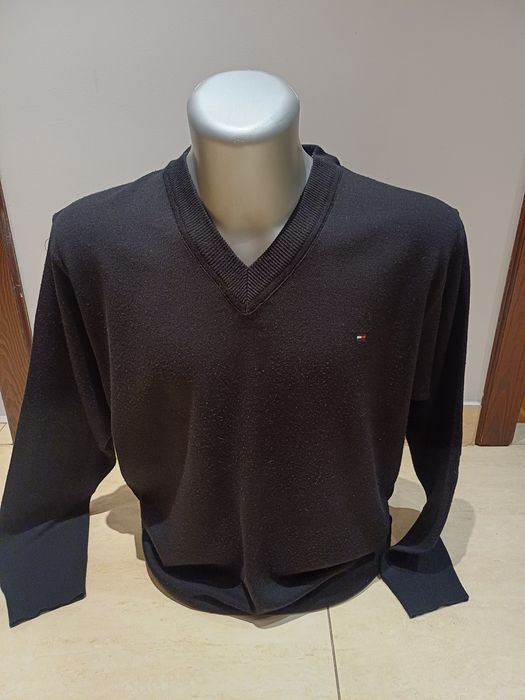 Sweter męski serek czarny XXL.