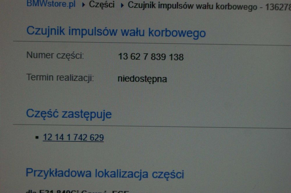 Bmw e39 540i e38 740i  m62 e38 750i czujnik położenia wału korbowego