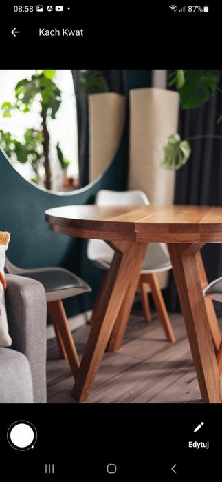 Stół dębowy Jesionowy okrągły rozkładany