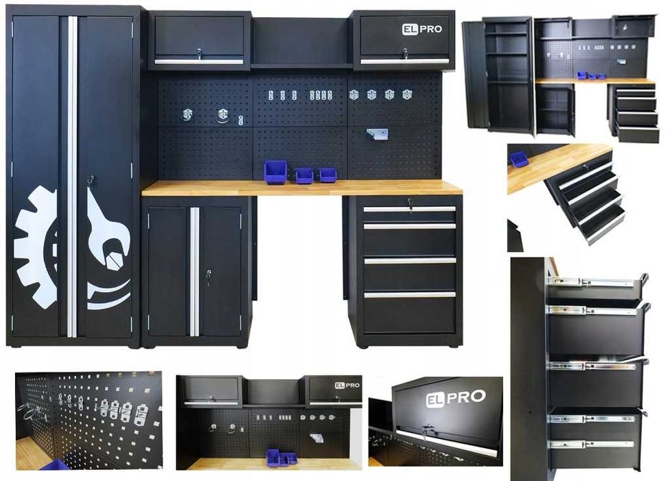 Zestaw Mebli Warsztatowych ELPRO 15 elementów szafa stół blat  MEBLE