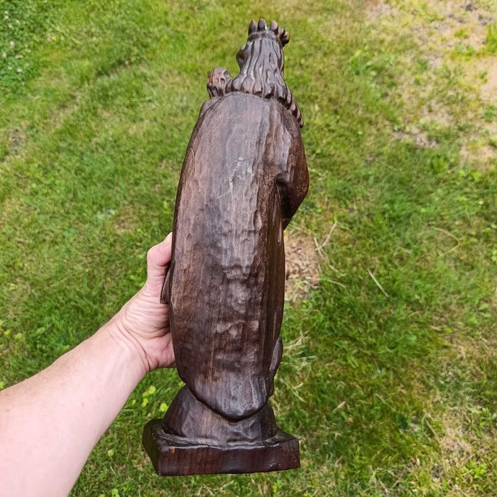 Drewniana figura Matka Boska z Dzieciątkiem | rzeźba 42 cm | vintage