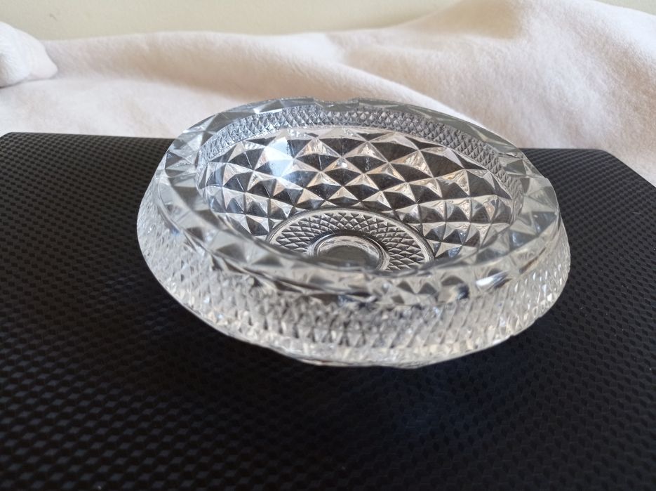 Kryształowa ciężka popielniczka misa PRL
