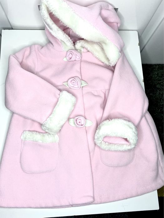 Płaszcz polar kurtka pudrowa dla dziewczynki dziecięcy różowy