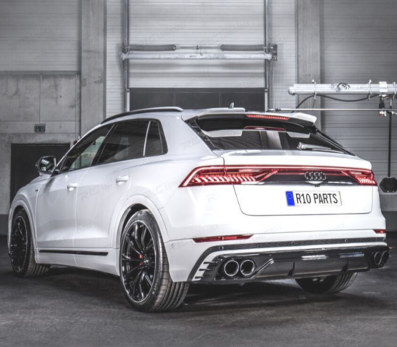 KIT CARROÇARIA AUDI Q8 18- LOOK ABT RSQ8 DIFUSOR + LIP FRONTAL + PONTEIRAS DE ESCAPE