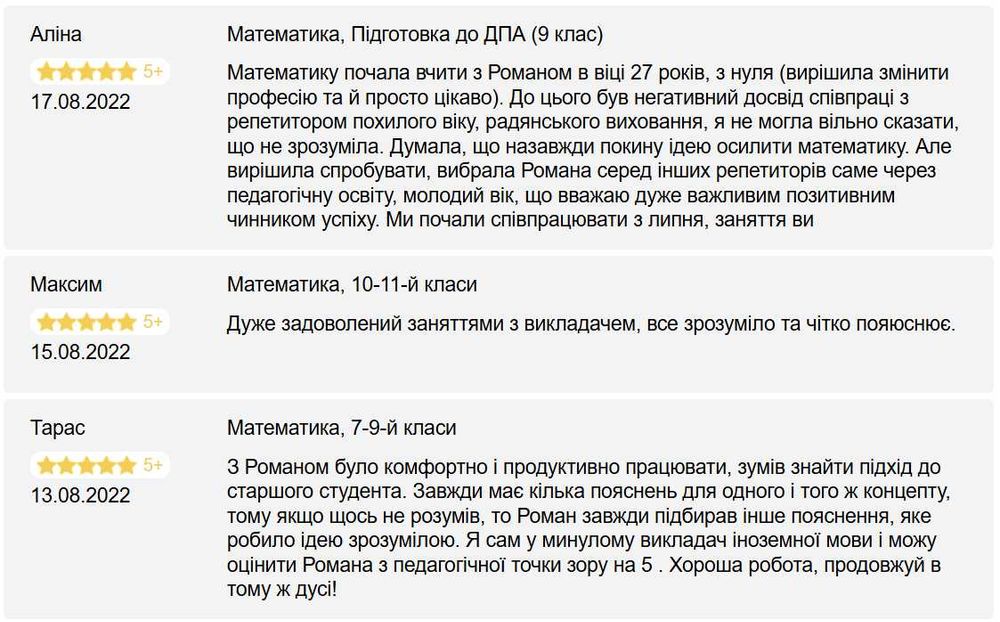 Репетитор із математики ЗНО/НМТ