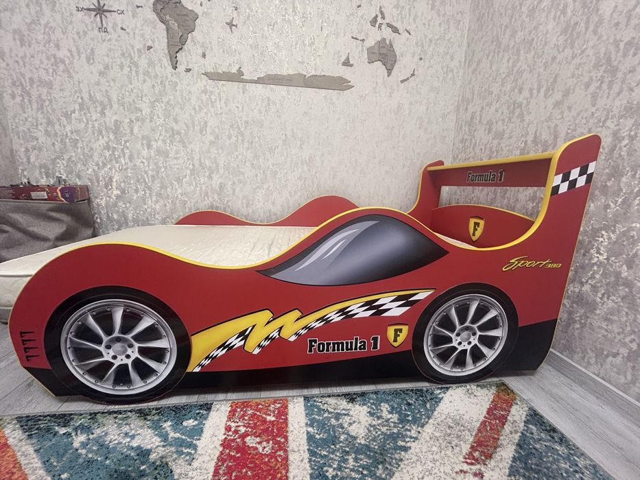 Кровать машина дитяча з матрацом , односпальна