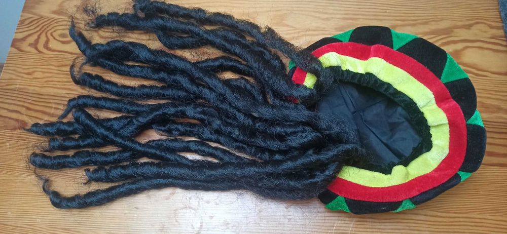 Przebranie czapka rasta dredy czarne kolorowe jamajski bucket