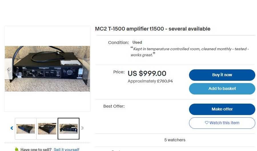 Amplificador Profissional - MC2-AUDIO  T1500    3500w . Aceito Trocas