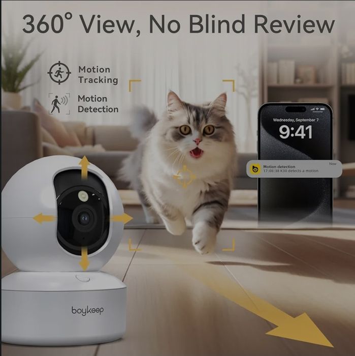 BoyKeep K30 Kamera dla zwierząt domowych kamera 2K 3MP kamera WiFi 360