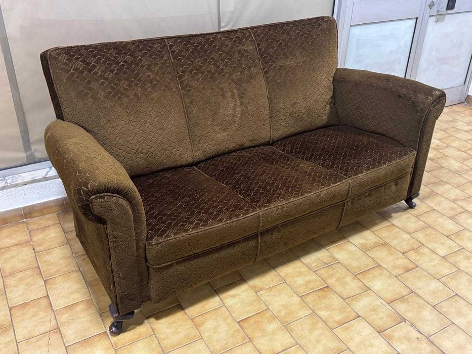 Conjunto sofás Vintage Anos 1940 em Veludo Original – Excelente Estado