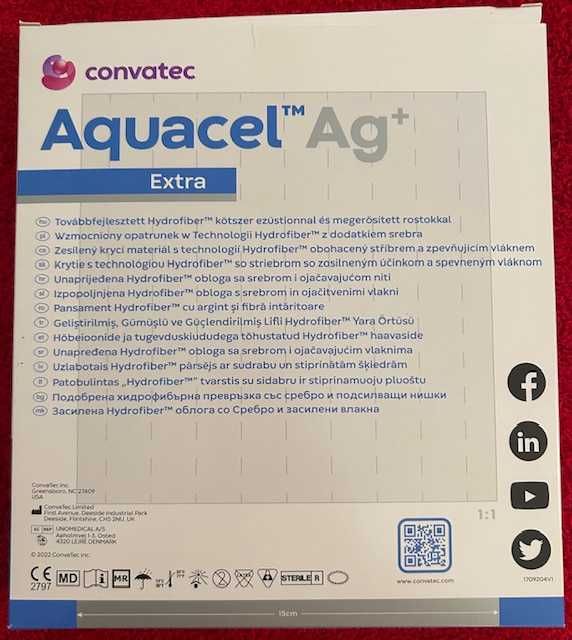 Aquacel Ag+ Extra 15x15 - 5 szt opatrunek chłonny EXP. 2026/06/01